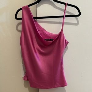 One shoulder cowel neck top